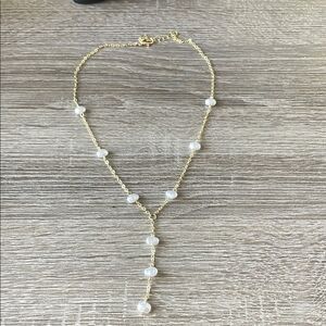 Y shape Gold and Pearl Necklace N1071